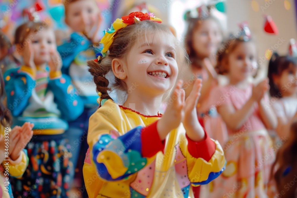 A little girl clapping with joy during a childrens performance A little girl clapping with joy during a childrens performance