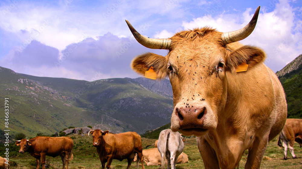 Free Cows, Los Ancares Nature Reserve, León Province, Castilla y León, Spain, Europe Free Cows, Los Ancares Nature Reserve, León Province, Castilla y León, Spain, Europe