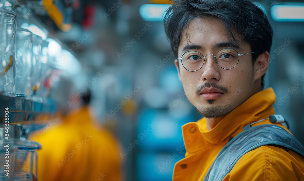 Obraz premium Asian engineer developing and checking a photovoltaic solar panel