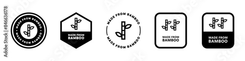 Made from Bamboo - vector signs for product packaging label.