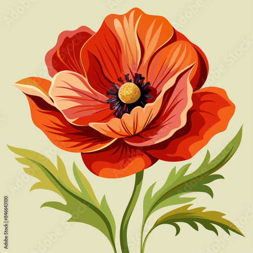 Vector illustration of red poppyfor the design of banners, invitations and postcards.	