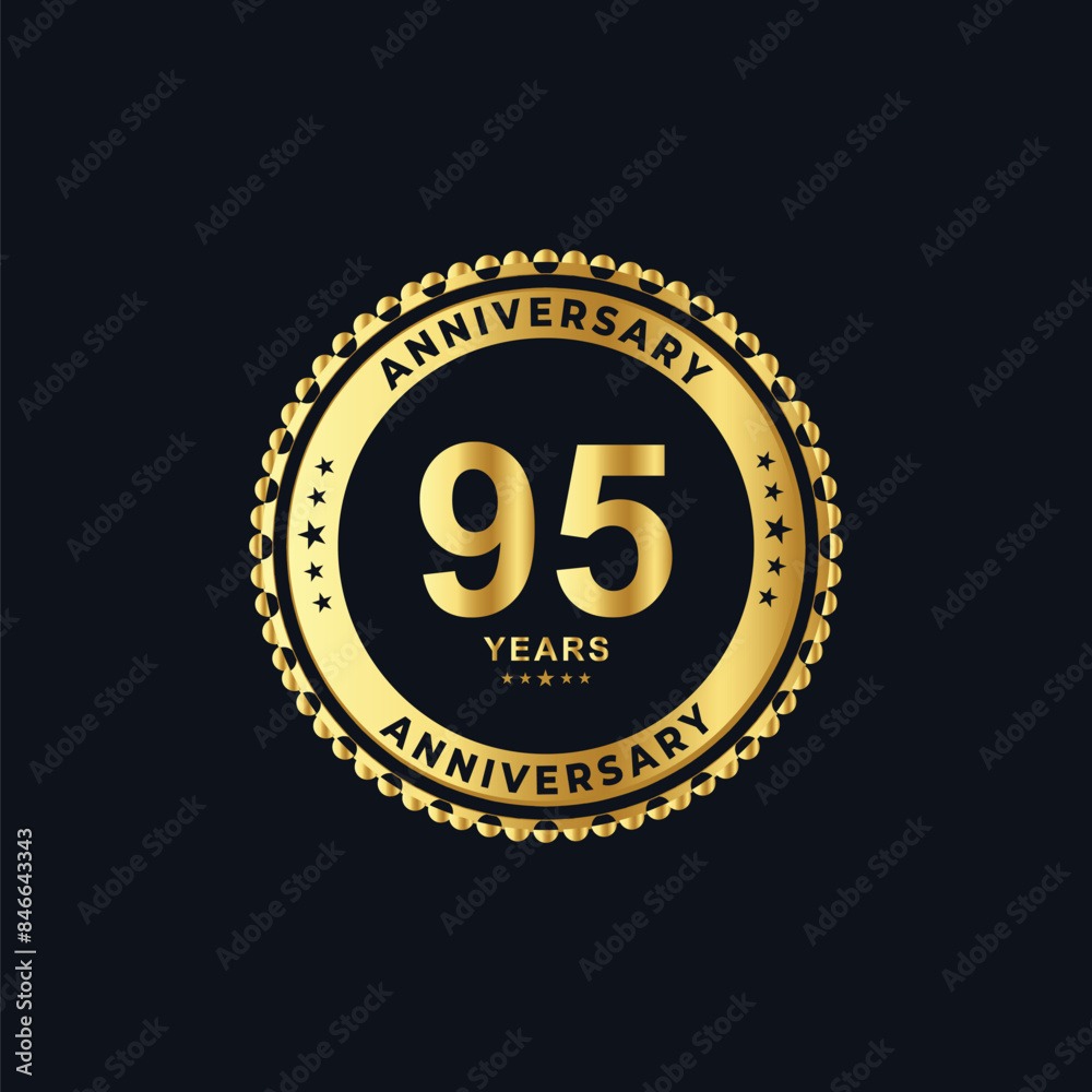 Golden 95 year anniversary celebration logo, Number 95 forming infinity icon, can be used for birthday and business logo templates, vector Golden 95 year anniversary celebration logo, Number 95 forming infinity icon, can be used for birthday and business logo templates, vector