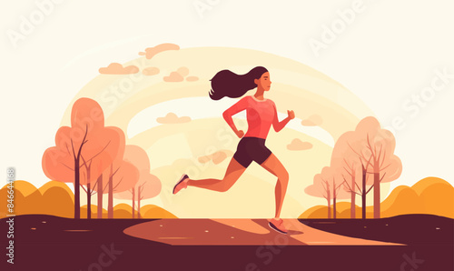 Woman Jogging vector flat minimalistic isolated illustration