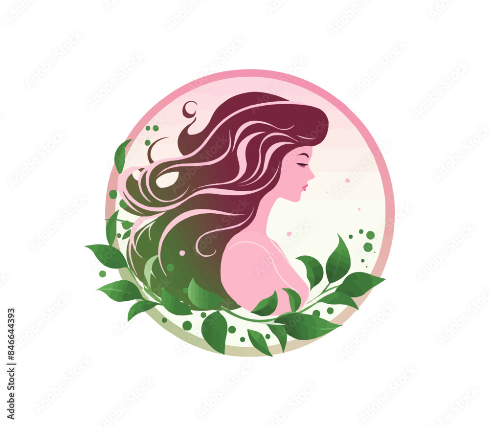circular emblem modern graphic eco feminine logo concept vector circular emblem modern graphic eco feminine logo concept vector