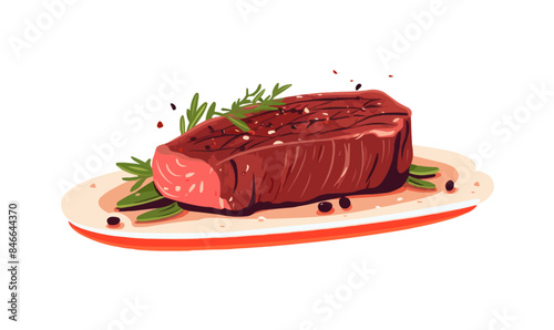 cooked beef steak vector flat minimalistic isolated illustration