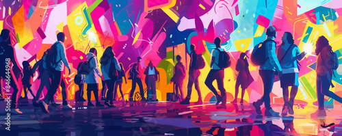 bold graffiti and street performers. Vector flat minimalistic isolated illustration.