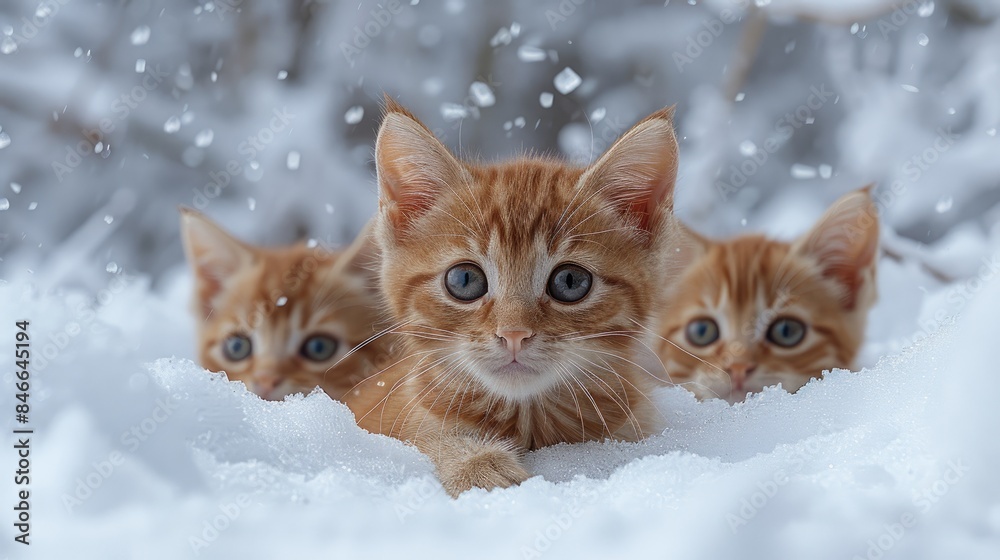Cat's half heads on a white background Cat's half heads on a white background
