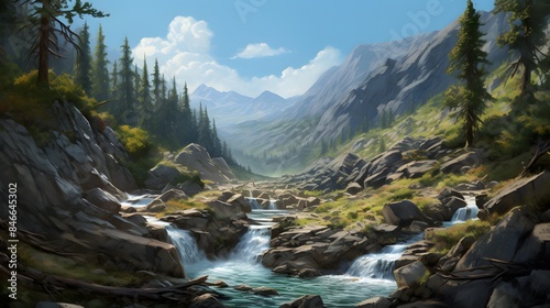 a river running through a forest, generated by AI