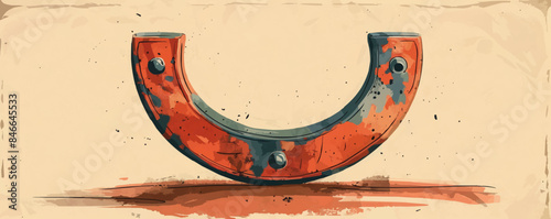 Rustic horseshoe for good luck Vector flat minimalistic isolated illustration