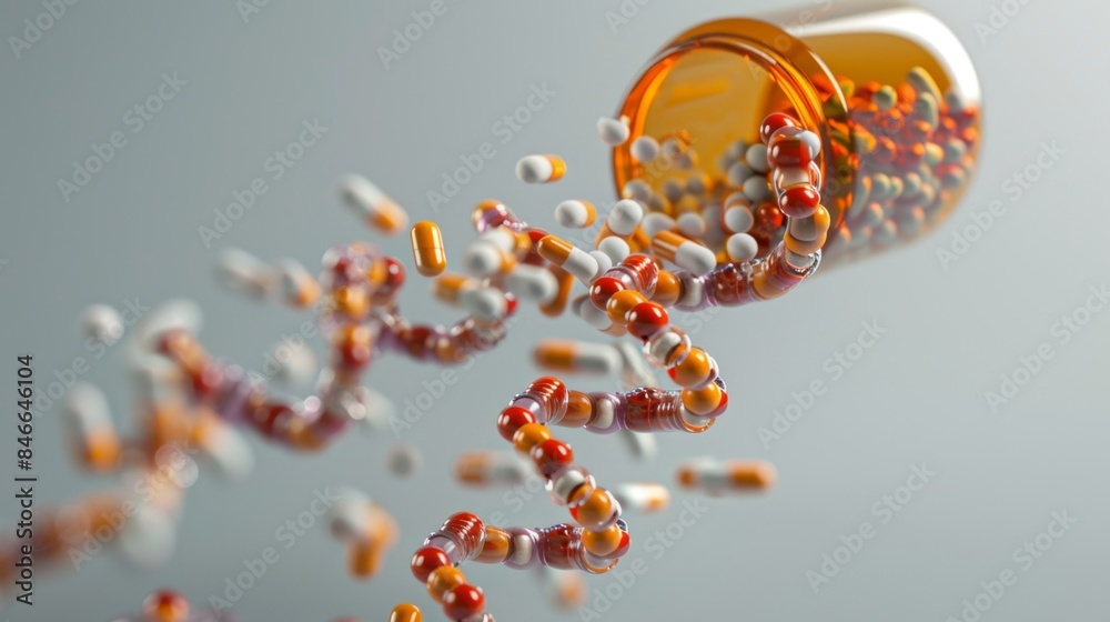 Genetic Medicine Unleashed Capsules Forming DNA Helix Personalized Healthcare Concept Genetic Medicine Unleashed Capsules Forming DNA Helix Personalized Healthcare Concept