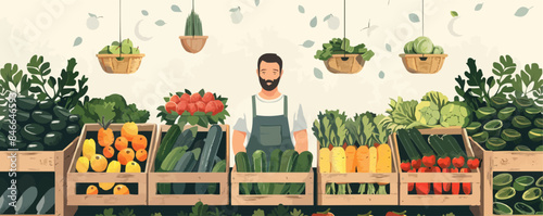 Farmer's market with vegetables Vector flat minimalistic isolated