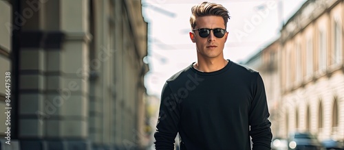 A stylish male model in a b...