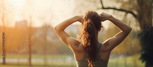 Fitness woman stretching he...