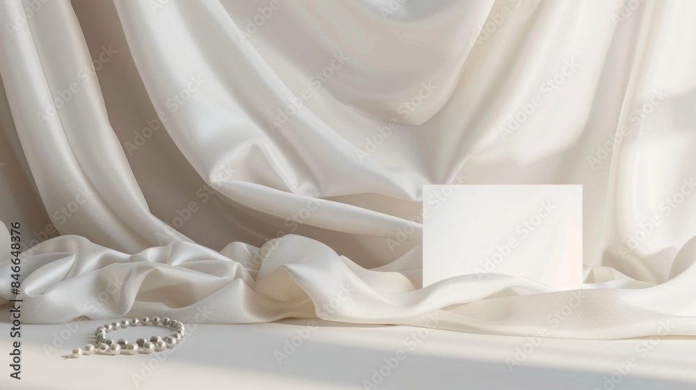 Chic Bridal Boutique Blank Business Cards on a Counter with Soft Tulle Fabric and Pearls Wedding Planning and Fashion Concept Chic Bridal Boutique Blank Business Cards on a Counter with Soft Tulle Fabric and Pearls Wedding Planning and Fashion Concept
