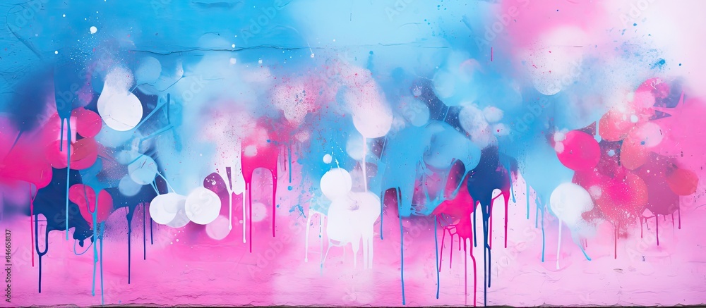 Abstract pink and blue graffiti on a wall, perfect for a background with copy space image.