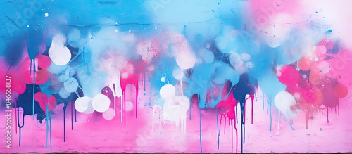 Obraz na płótnie Abstract pink and blue graffiti on a wall, perfect for a background with copy space image. w salonie