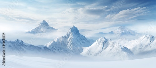 Wallpaper Mural Snow-covered mountains with a white background provide a copy space image. Torontodigital.ca