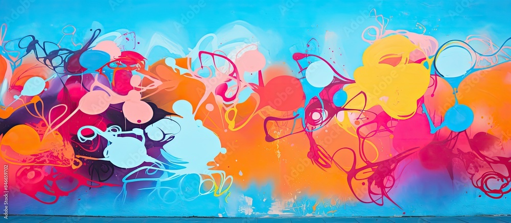 Abstract graffiti on a colorful wall as a fragment for background with copy space image. Abstract graffiti on a colorful wall as a fragment for background with copy space image.