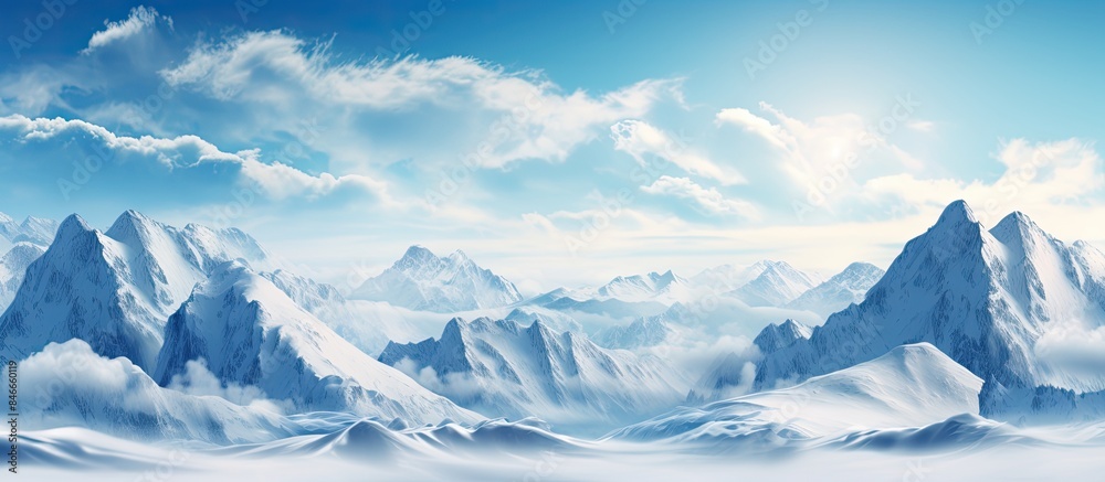 Breathtaking mountain scenery in a winter landscape with a captivating view for a copy space image. Breathtaking mountain scenery in a winter landscape with a captivating view for a copy space image.