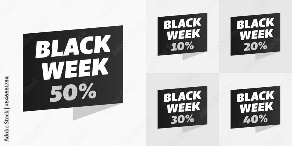 black week sale set 50% 40% 30% 20% 10% badge black week sale set 50% 40% 30% 20% 10% badge