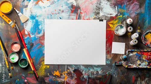 Creative Urban Oasis Muralist's Sketchpad with Blank Business Cards Inspired Designs and Artistic Tools photo