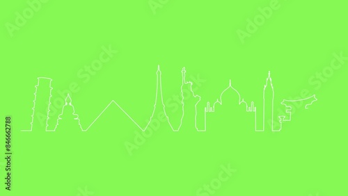 Iconic Landmarks, Tower of Pisa, Eifel Tower, Statue of Liberty, Big Ben, China, Thailand, England, France, India, Pyramids