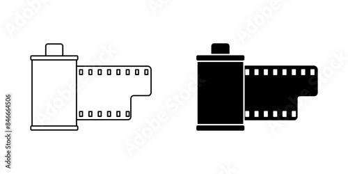 Photographic film roll icon set isolated on white background