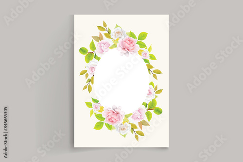 hand drawn floral wedding invitation card template © lukasdedi