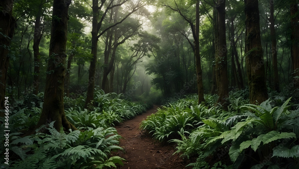 Fototapeta premium A magical realm where sentient greenery holds the key to restoring balance in nature ai_generated