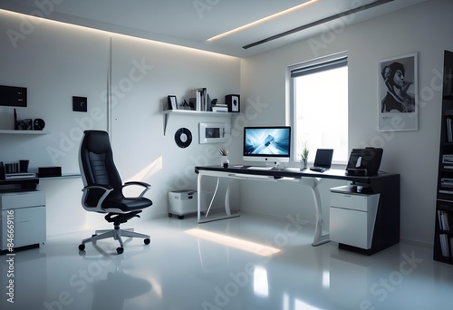 minimalist interior design style futuristic home office sleek furniture state of the art technology