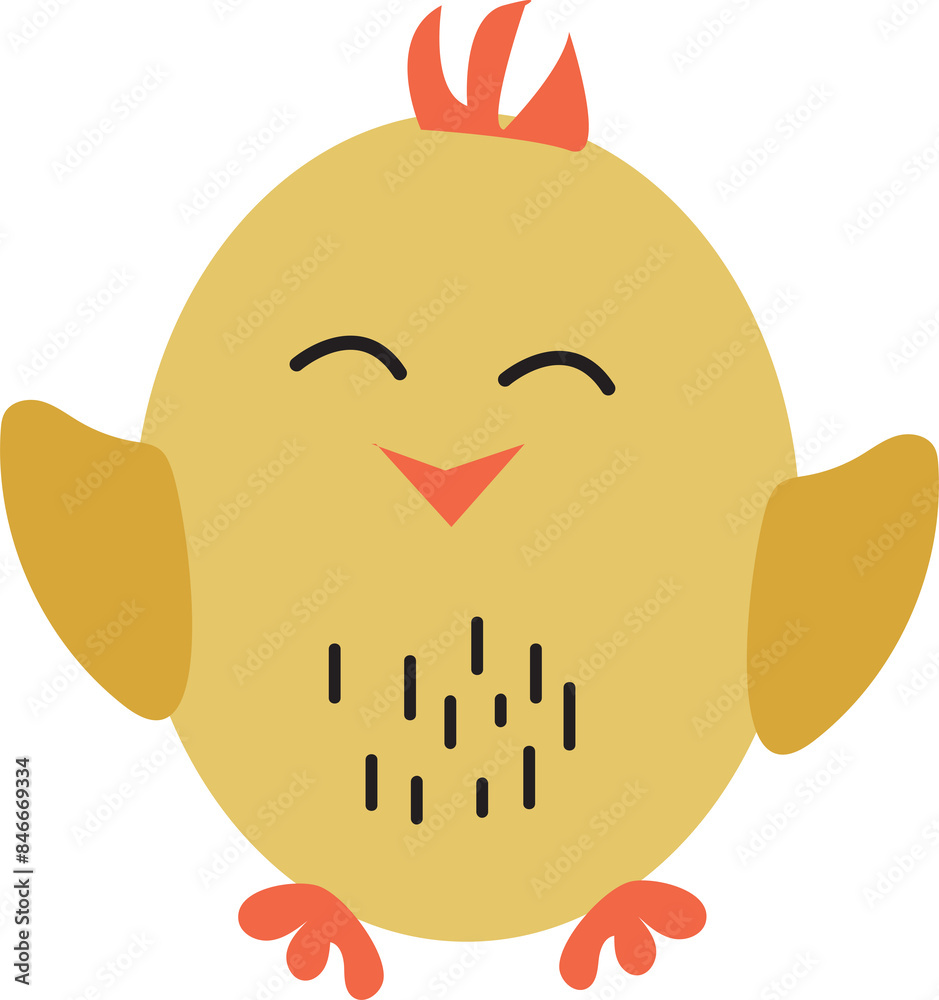symbol, sticker, drawing happy chicken on transparent background for collage symbol, sticker, drawing happy chicken on transparent background for collage