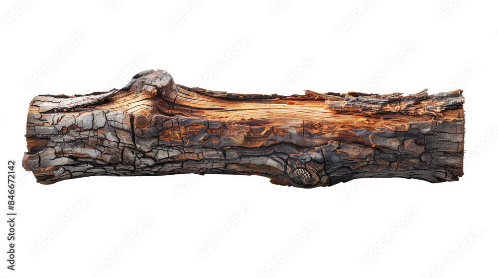 Old cut tree trunk on transparent background