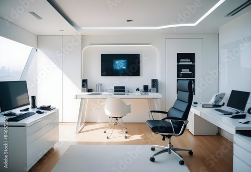 minimalist interior design style futuristic home office sleek furniture state of the art technology