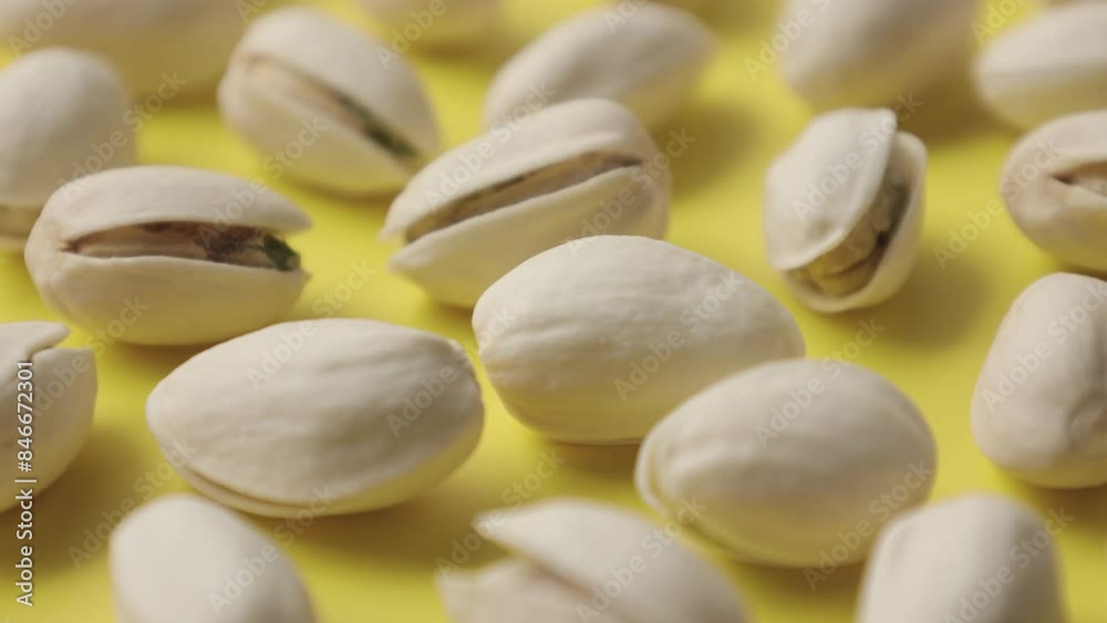 Pistachios lay on a beautiful sunny yellow background. Pistachios lay on a beautiful sunny yellow background.