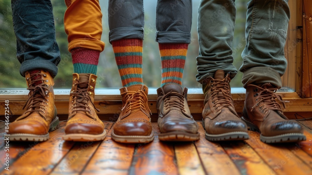 Close up of men legs wearing formal shoes and funny colorful socks. Seven friends feet in circle composition Close up of men legs wearing formal shoes and funny colorful socks. Seven friends feet in circle composition