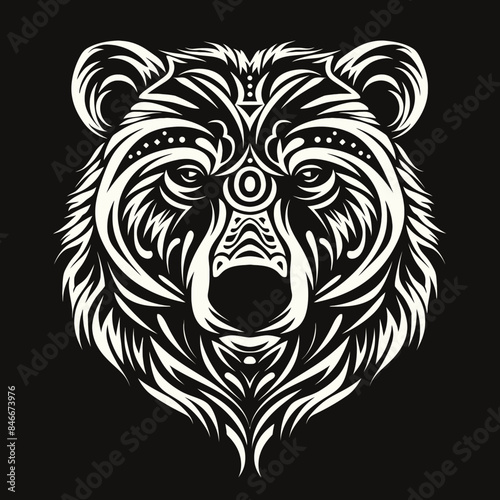 Symmetrical Bear Tribal Head