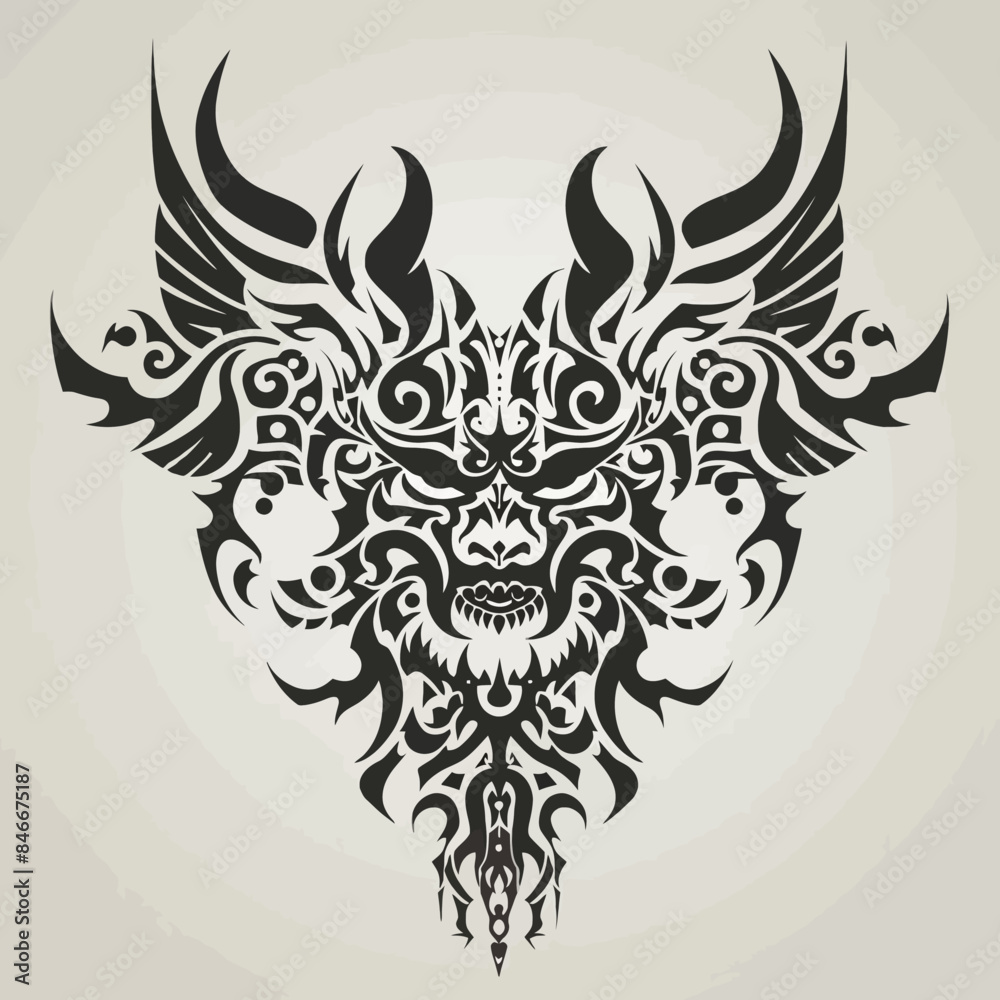 tribal vector demon isolated 