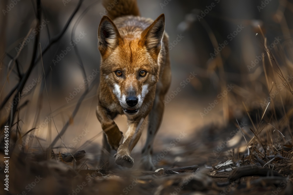 Dingo Prowling in the Outback, Closeup Wildlife Photography of Native Australian Predator