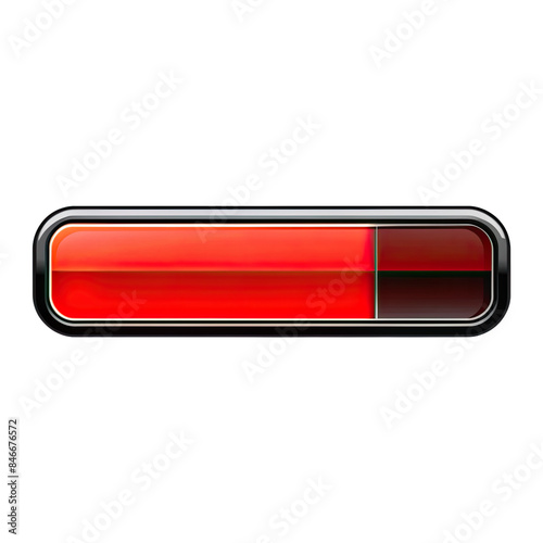 A red loading bar icon template on white background. Rectangular shape with black border, red fill, partially filled. Ideal for web/mobile design. Generative AI