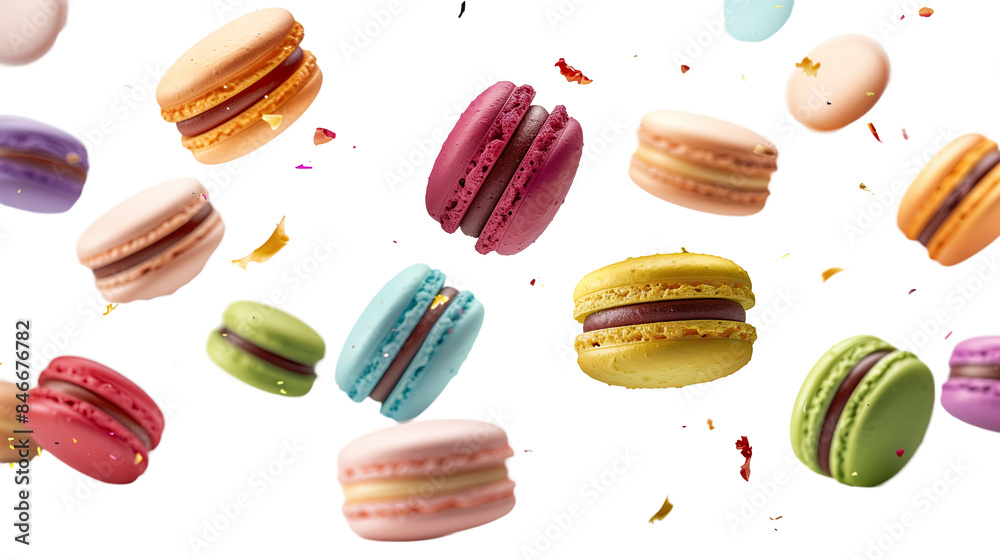 Flying colorful cookies on a transparent background Flying colorful cookies on a transparent background