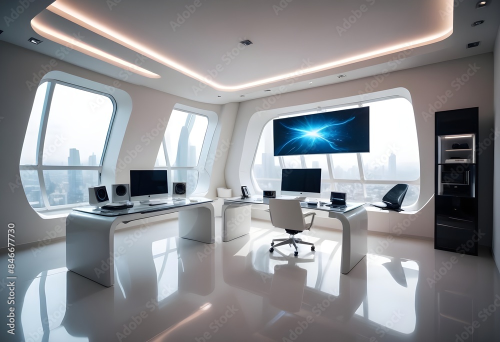 minimalist interior design style futuristic home office sleek furniture state of the art technology minimalist interior design style futuristic home office sleek furniture state of the art technology