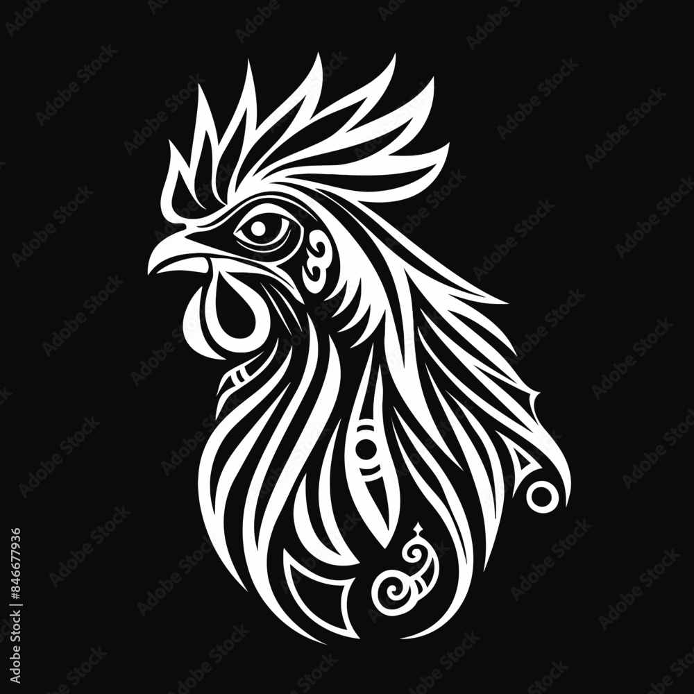 Rooster Tribal Illustration Rooster Tribal Illustration