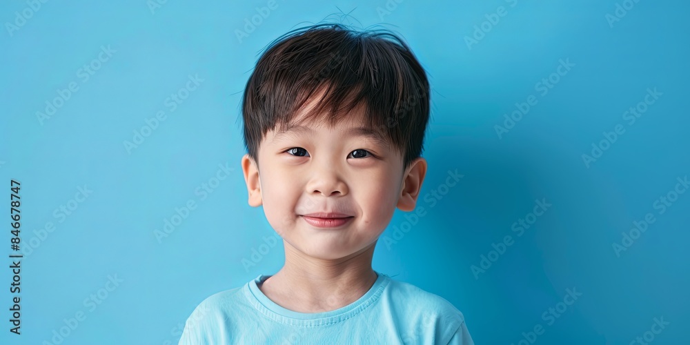 Happy Asian Child in Pale Blue Shirt Happy Asian Child in Pale Blue Shirt