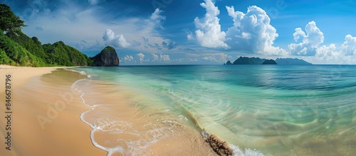 Tranquil island beach captured in a landscape photo