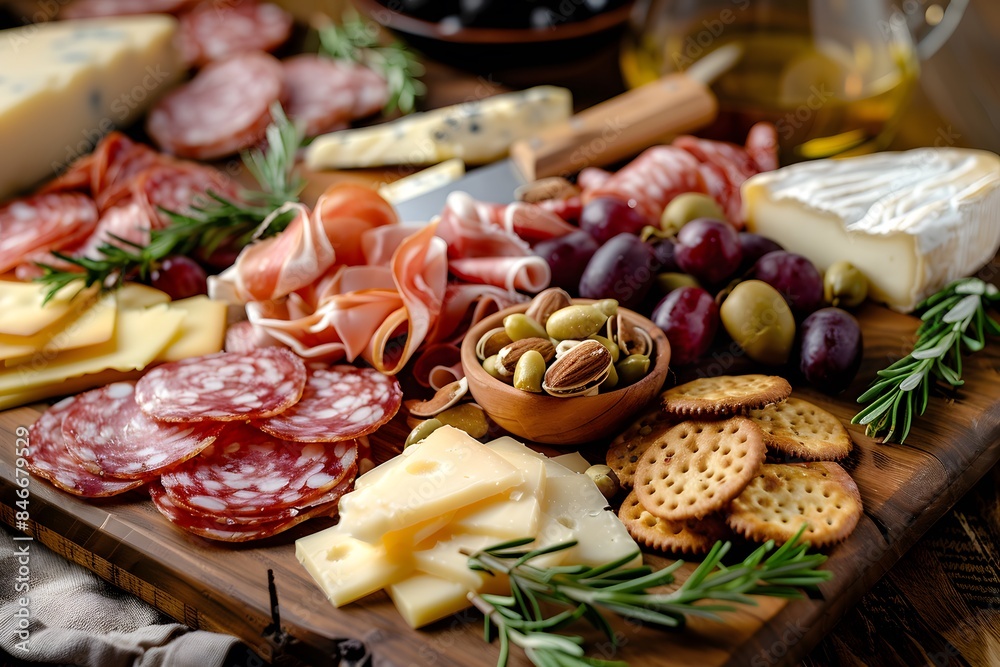 Appetizer Platter with Cheeses, Meats, and Crackers Appetizer Platter with Cheeses, Meats, and Crackers