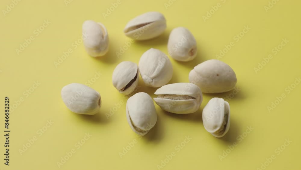 Pistachio on yellow background Pistachio on yellow background