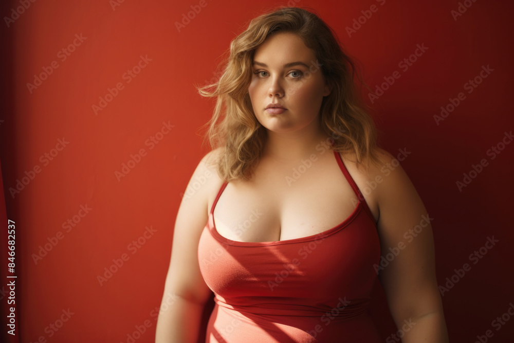 女, 女性, 肥満, 太った女性, 多様性, 赤, モデル, 美しい女性, beautiful woman, woman, obese, fat woman, diversity, red, model, female