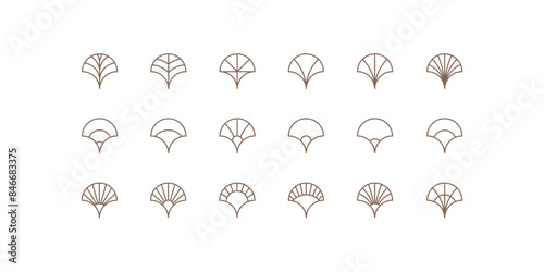 Fish scale elements from 2 divisions to 8 divisions. Simple geometric shape in arabic style. Vector element for grid.