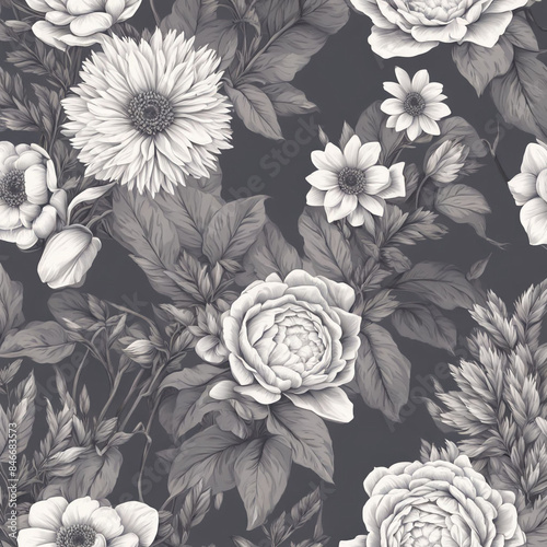 Wallpaper Mural floral-bakground-with-bouquet-of-various-flowers-botanical-foliage-for-wedding-invitation-wall-art Torontodigital.ca