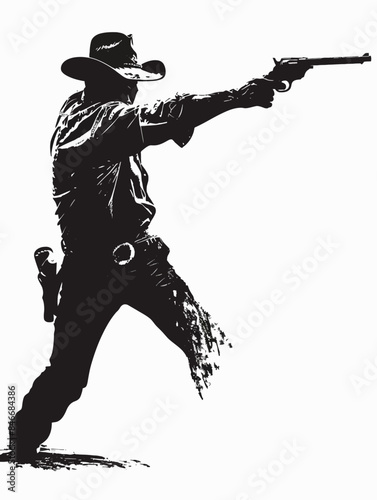 Silhouette Cowboy in Gun Fight